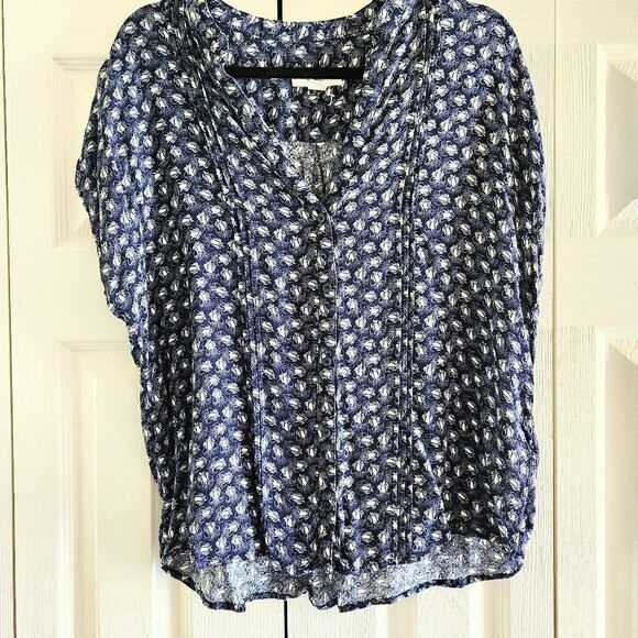 Treasure & Bond Blue & White Floral Button Down Blouse, Women's Large - Picture 1 of 5